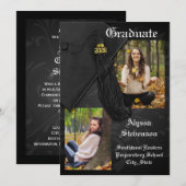 Class of 2026 Black Tassel Dignified Graduation Einladung (Vorne/Hinten)