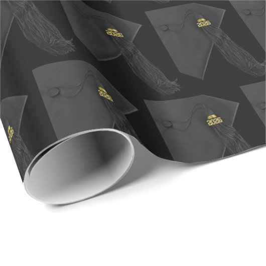 Class of 2026 Black Tassel Dignified Graduation Geschenkpapier (Rolleneckpunkt)