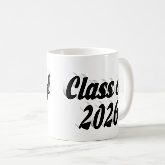 Class of 2026 black text graduation kaffeetasse (VorderseiteRechts)