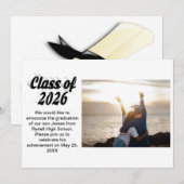 Class of 2026 black text graduation photo  einladung (Vorne/Hinten)