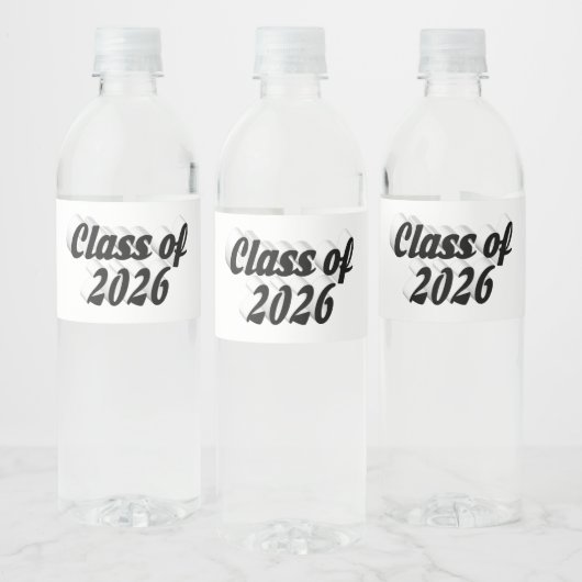 Class of 2026 black text graduation  wasserflaschenetikett (Flaschen)