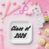 Class of 2026 black tyoography graduation  pappteller (Party)