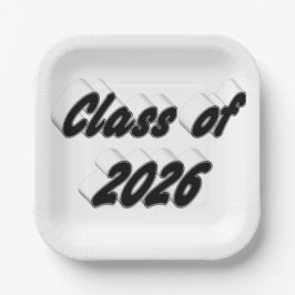 Class of 2026 black tyoography graduation  pappteller