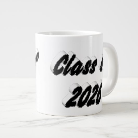 Class of 2026 black typography graduation Jumbo-Tasse (Vorderseite Rechts)