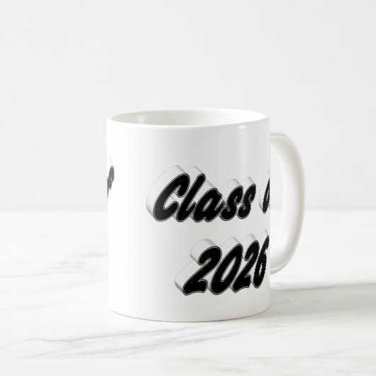 Class of 2026 black typography graduation kaffeetasse (VorderseiteRechts)