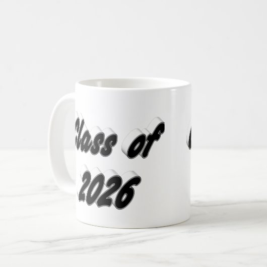 Class of 2026 black typography graduation kaffeetasse (Vorderseite Links)