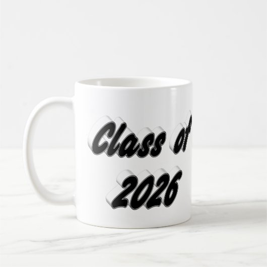 Class of 2026 black typography graduation kaffeetasse (Links)