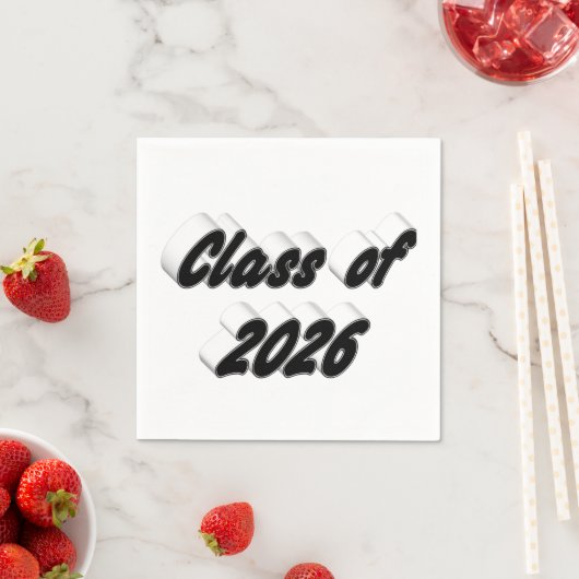 Class of 2026 black typography graduation serviette (Beispiel)