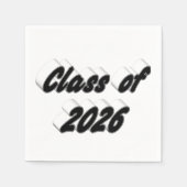 Class of 2026 black typography graduation serviette (Vorderseite)