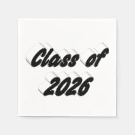 Class of 2026 black typography graduation serviette