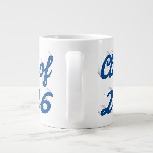 Class of 2026 blue script graduation Jumbo-Tasse (Rückseite)