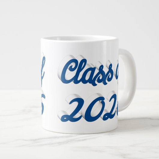 Class of 2026 blue script graduation Jumbo-Tasse (Vorderseite Rechts)