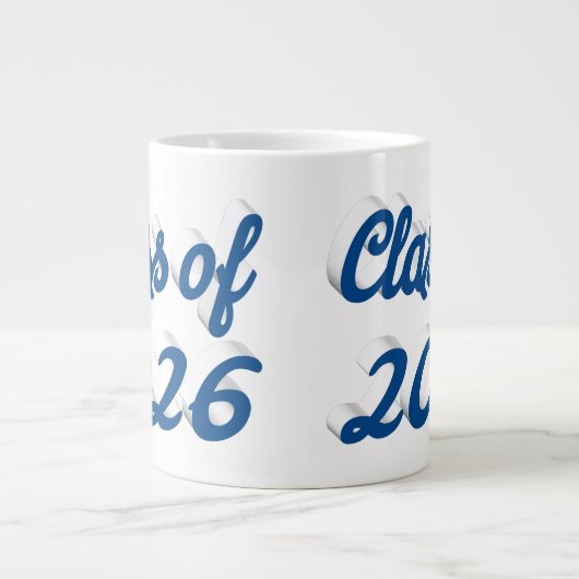 Class of 2026 blue script graduation Jumbo-Tasse (Vorderseite)