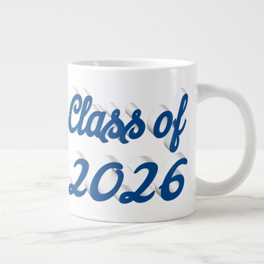 Class of 2026 blue script graduation Jumbo-Tasse (Rechts)