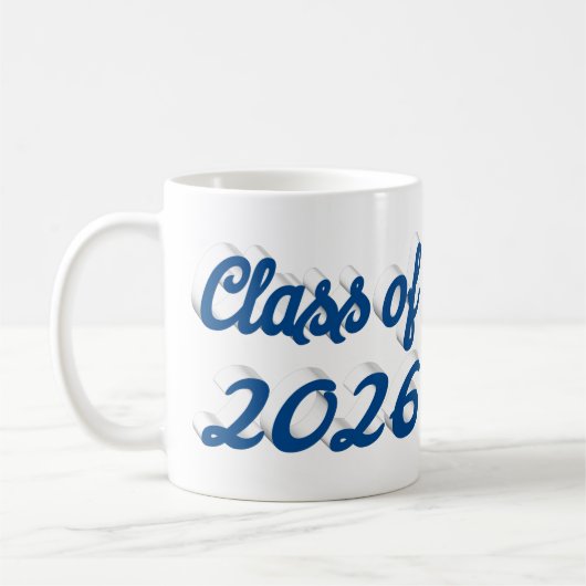 Class of 2026 blue script graduation  kaffeetasse (Links)