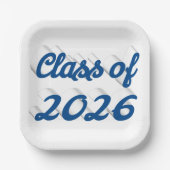 Class of 2026 blue script graduation  pappteller (Vorderseite)