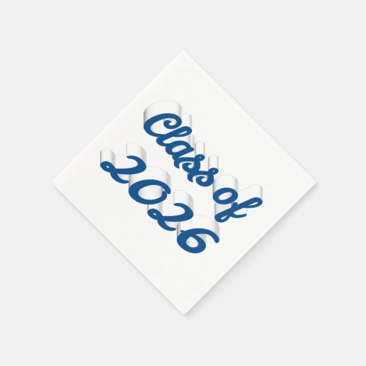 Class of 2026 blue script graduation serviette (Ecke)