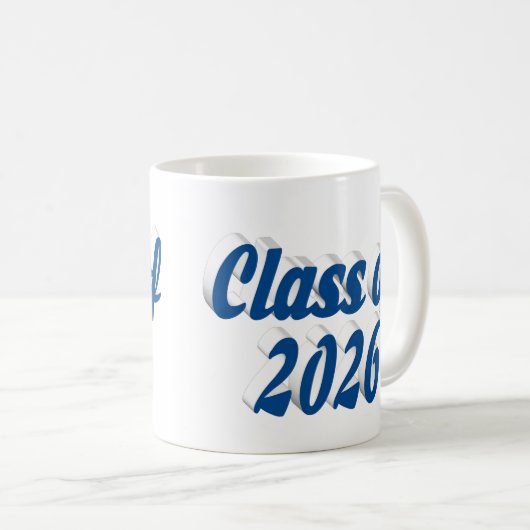 Class of 2026 blue text graduation kaffeetasse (VorderseiteRechts)
