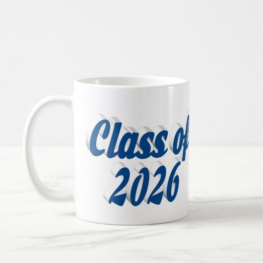 Class of 2026 blue text graduation kaffeetasse (Links)