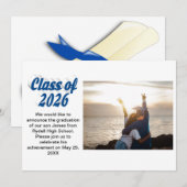 Class of 2026 blue text  graduation photo  einladung (Vorne/Hinten)