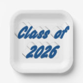Class of 2026 blue tyoography graduation  pappteller (Vorderseite)