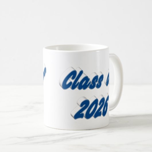 Class of 2026 blue typography graduation kaffeetasse (VorderseiteRechts)