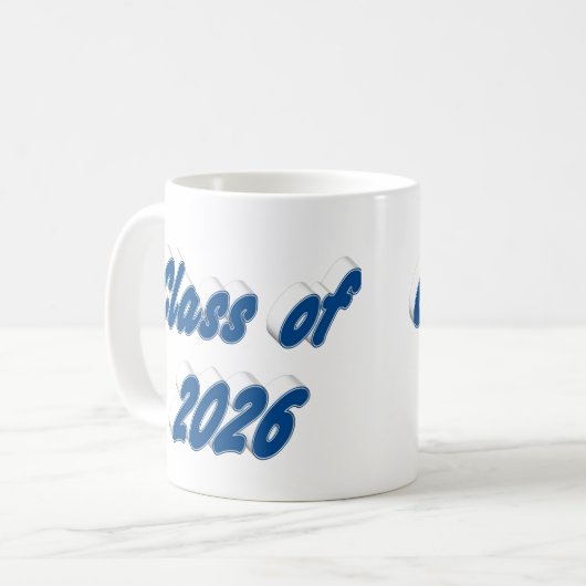 Class of 2026 blue typography graduation kaffeetasse (Vorderseite Links)