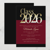 Class of 2026 Burgundy and Gold Grad Invitation Einladung (Vorne/Hinten)