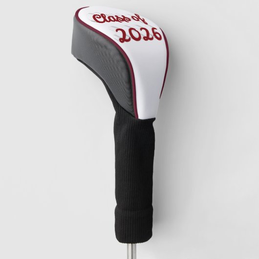Class of 2026 burgundy script graduation  golf headcover (angewinkelt)
