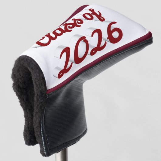 Class of 2026 burgundy script graduation  golf headcover (3/4 Vorderseite)