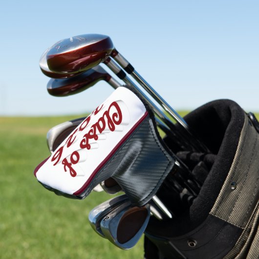 Class of 2026 burgundy script graduation  golf headcover (In Situ)