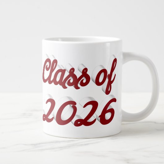 Class of 2026 burgundy script graduation Jumbo-Tasse (Rechts)