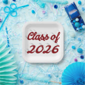 Class of 2026 burgundy script graduation pappteller (Party)