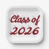 Class of 2026 burgundy script  graduation  pappteller (Vorderseite)