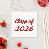 Class of 2026 burgundy script graduation serviette (Beispiel)