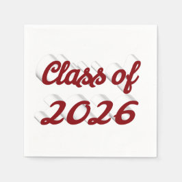 Class of 2026 burgundy script graduation serviette