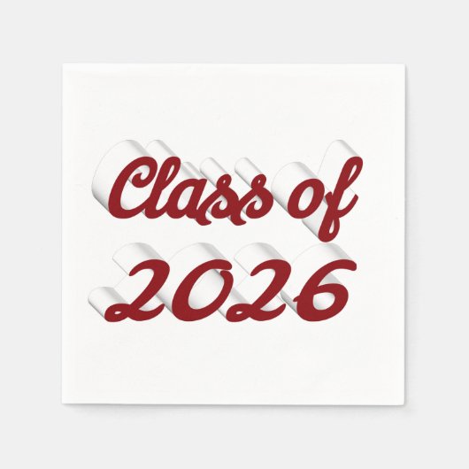 Class of 2026 burgundy script graduation serviette (Vorderseite)