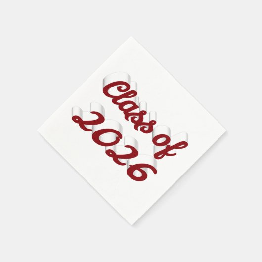 Class of 2026 burgundy script graduation serviette (Ecke)