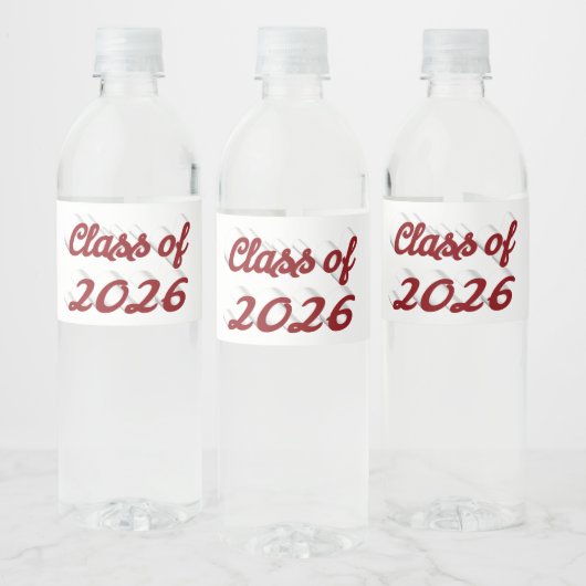 Class of 2026 burgundy script  graduation  wasserflaschenetikett (Flaschen)
