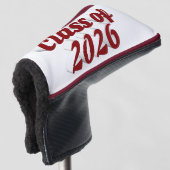 Class of 2026 burgundy text graduation golf headcover (3/4 Vorderseite)