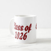 Class of 2026 burgundy text graduation kaffeetasse (Vorderseite Links)