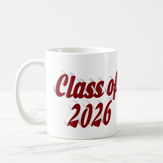 Class of 2026 burgundy text graduation kaffeetasse (Links)