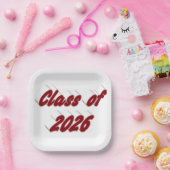 Class of 2026 burgundy tyoography graduation  pappteller (Party)