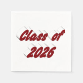 Class of 2026 burgundy typography graduation serviette
