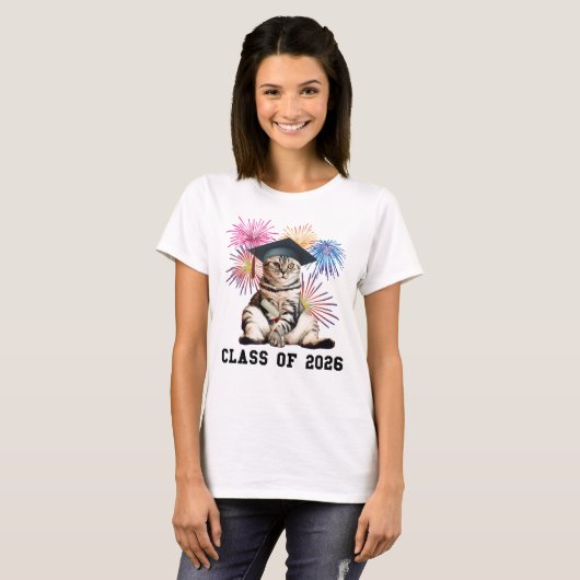 Class Of 2026 Cat Lover T-Shirt (Vorne ganz)
