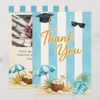 Class of 2026 Coastal Beach Grad Thank You Card Dankeskarte