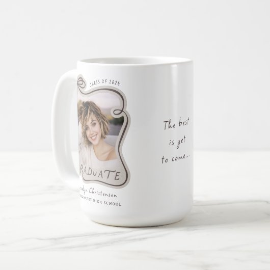 Class of 2026 Custom Bow Photo Graduation Kaffeetasse (Vorderseite Links)