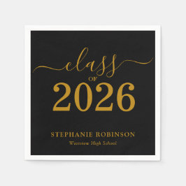 Class of 2026 Gold  Black Graduation  Serviette