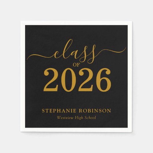 Class of 2026 Gold  Black Graduation  Serviette (Vorderseite)