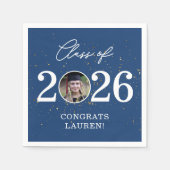 Class of 2026 Gold Glitter Graduation Napkin Serviette (Vorderseite)